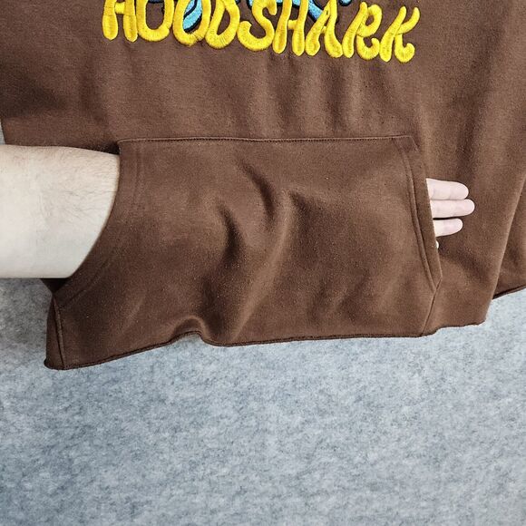 Hoodshark‎ Hoodie Men's Brown Size XL Patches Embroidered Streetwear Rap Hip Hop - Picture 6 of 16